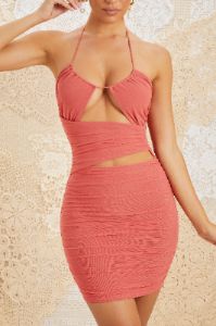 Asymmetric Cutout Mini Dress in Rose sold by Oh Polly