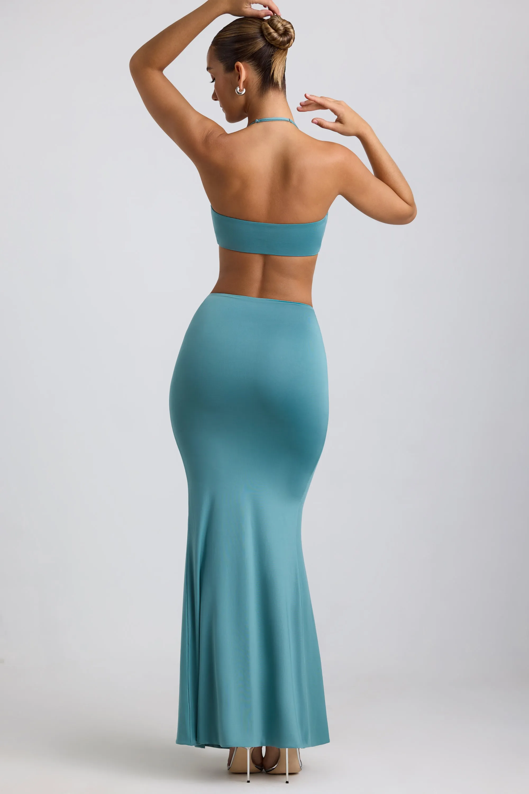 Slinky Jersey Hardware Detail Maxi Skirt in Sea Green sold by Oh Polly product image thumbnail 2
