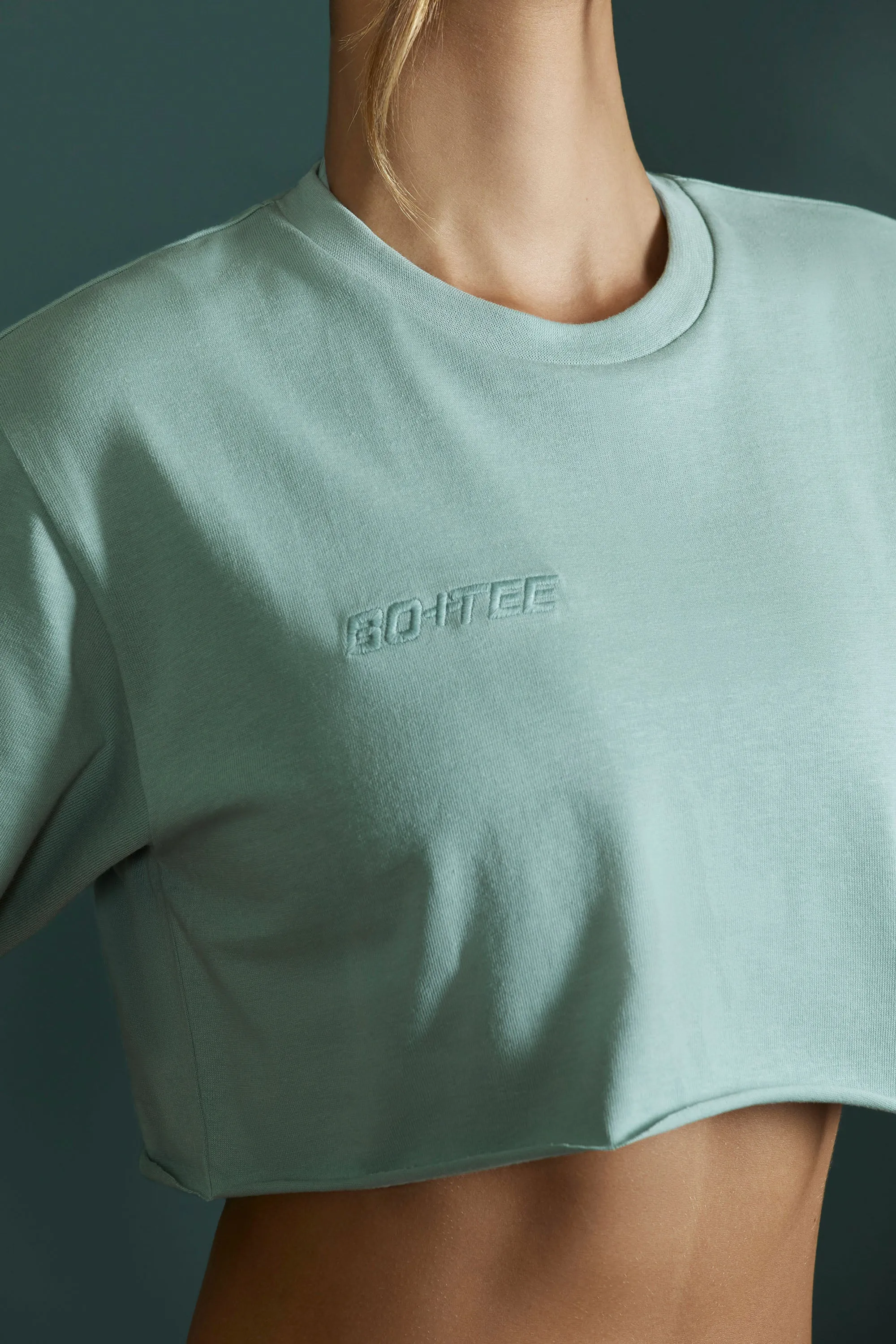 Short Sleeved Cropped T-Shirt in Sage sold by Oh Polly product image thumbnail 4