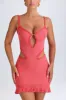 Ruffle-Appliqué Cut-Out Mini Dress in Coral sold by Oh Polly