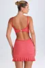 Ruffle-Appliqué Cut-Out Mini Dress in Coral sold by Oh Polly
