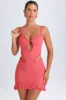 Ruffle-Appliqué Cut-Out Mini Dress in Coral sold by Oh Polly