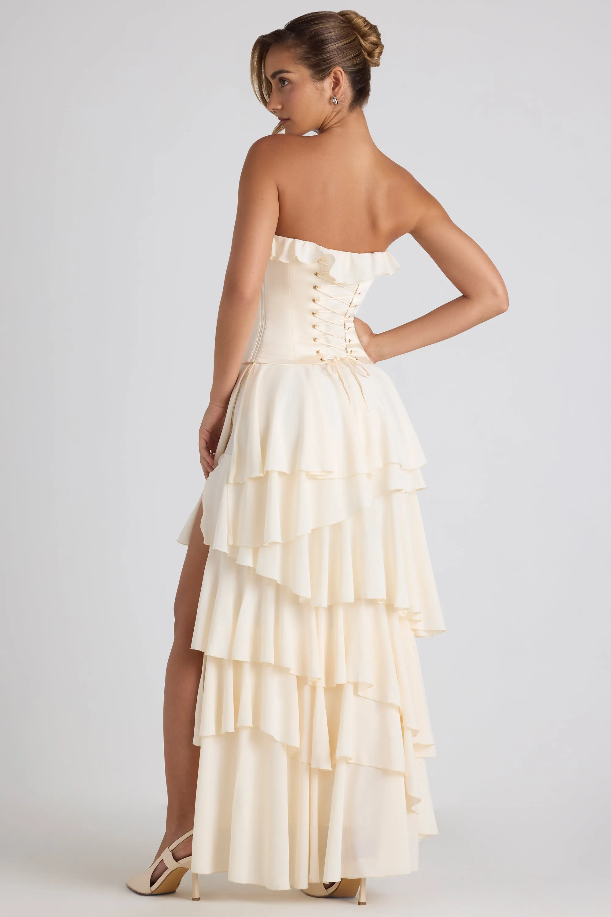 Tiered Corset Gown in Ivory sold by Oh Polly product image thumbnail 2