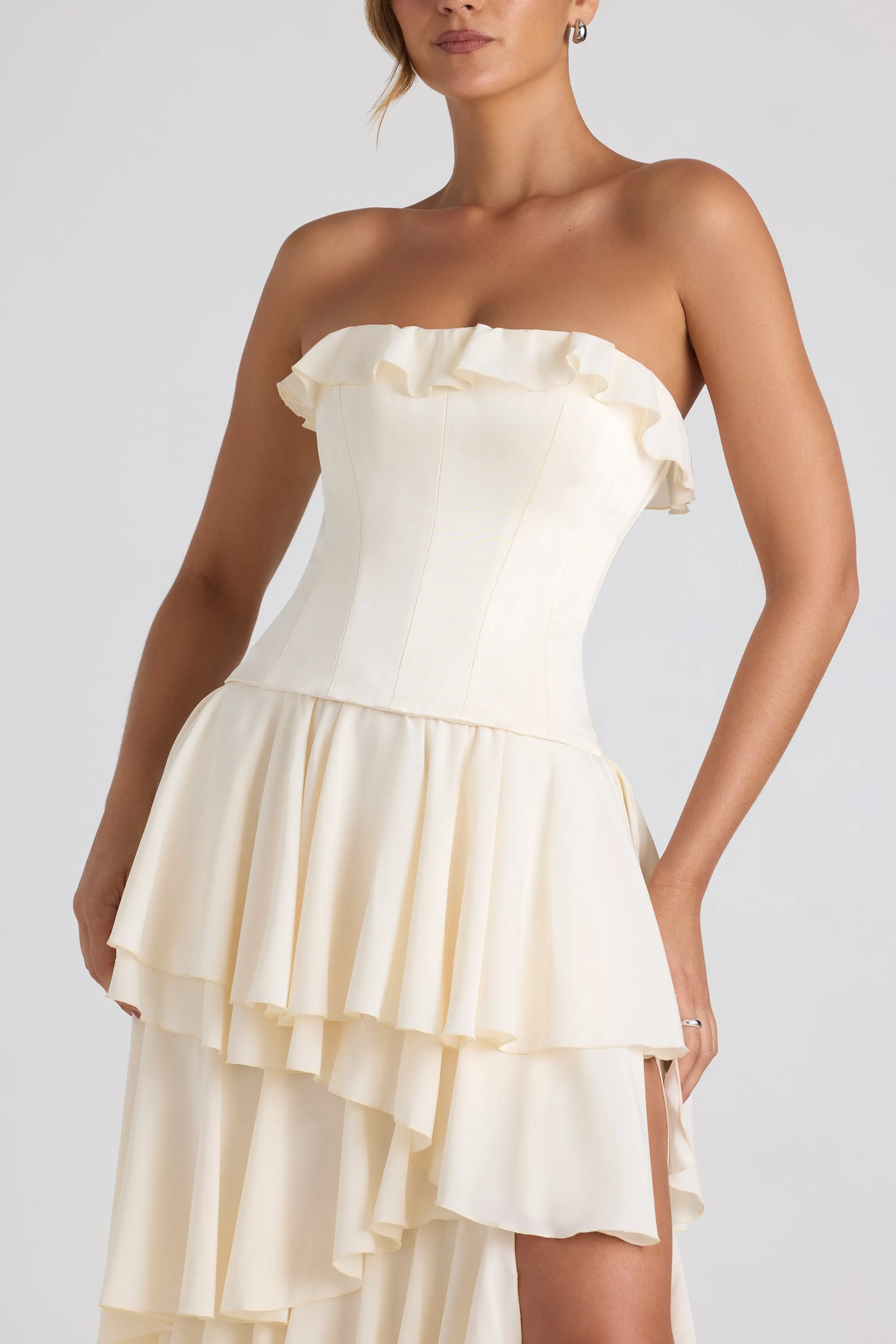 Tiered Corset Gown in Ivory sold by Oh Polly product image thumbnail 4