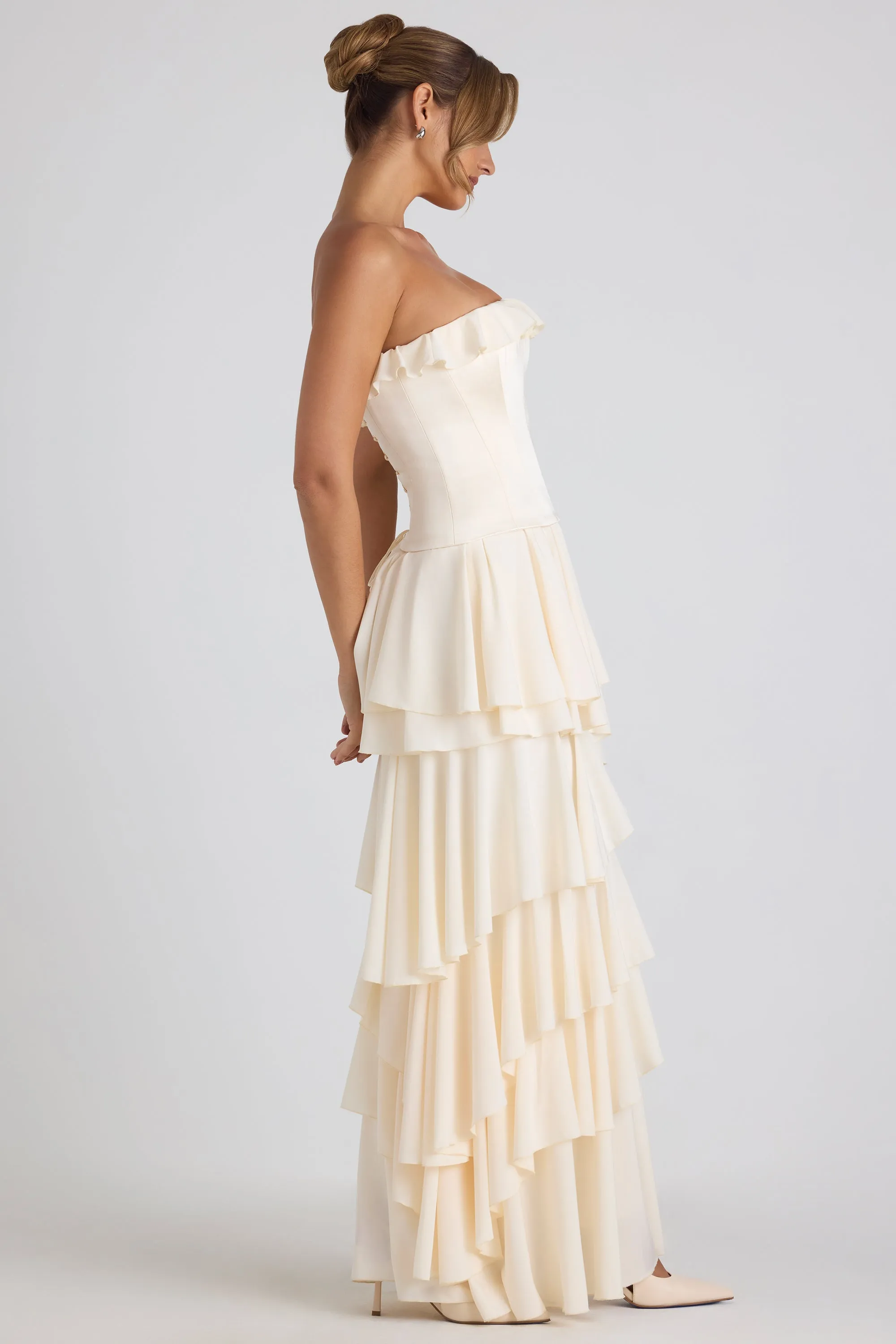 Tiered Corset Gown in Ivory sold by Oh Polly product image thumbnail 3
