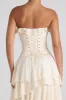 Tiered Corset Gown in Ivory sold by Oh Polly