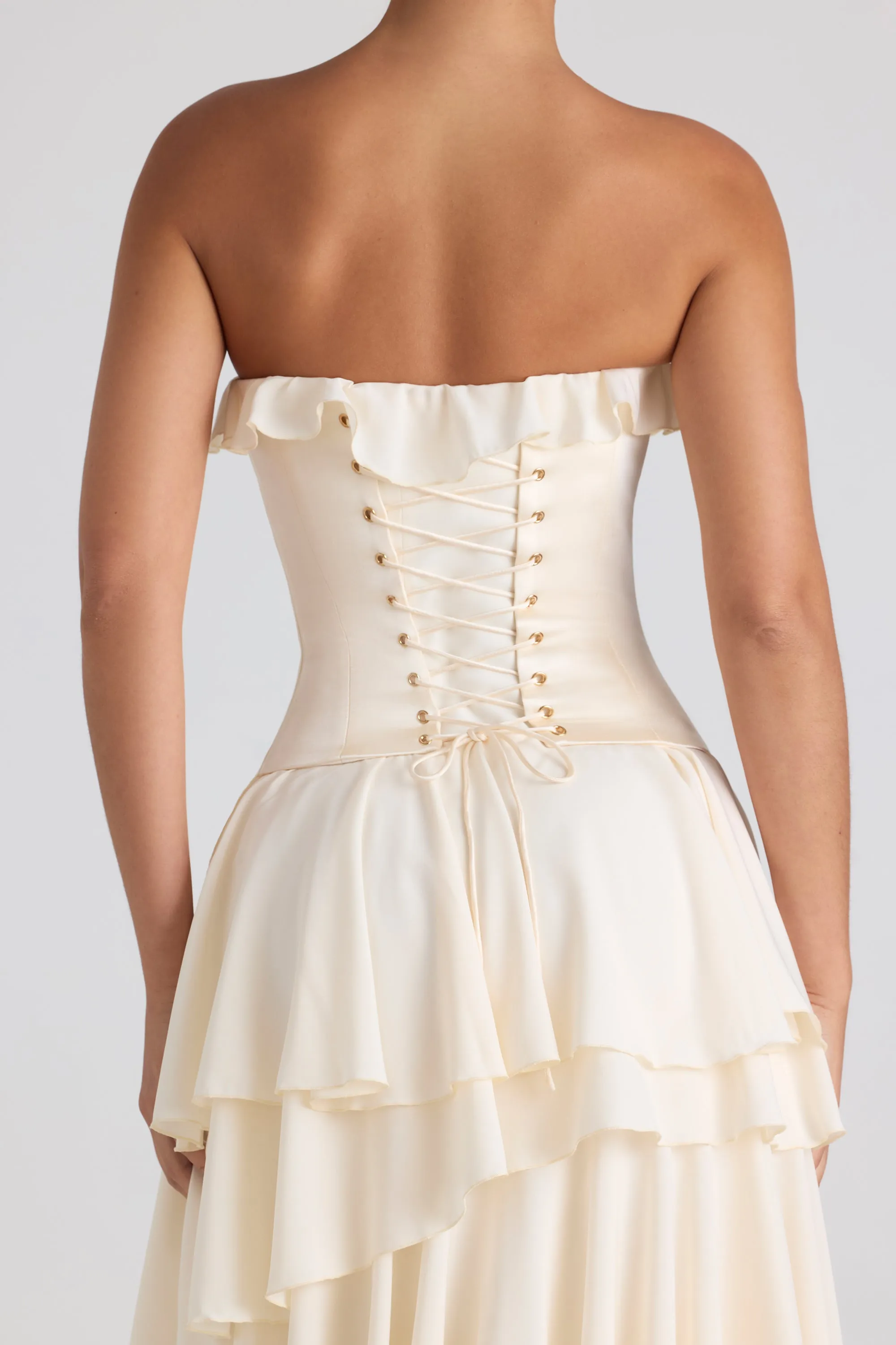 Tiered Corset Gown in Ivory sold by Oh Polly product image thumbnail 5