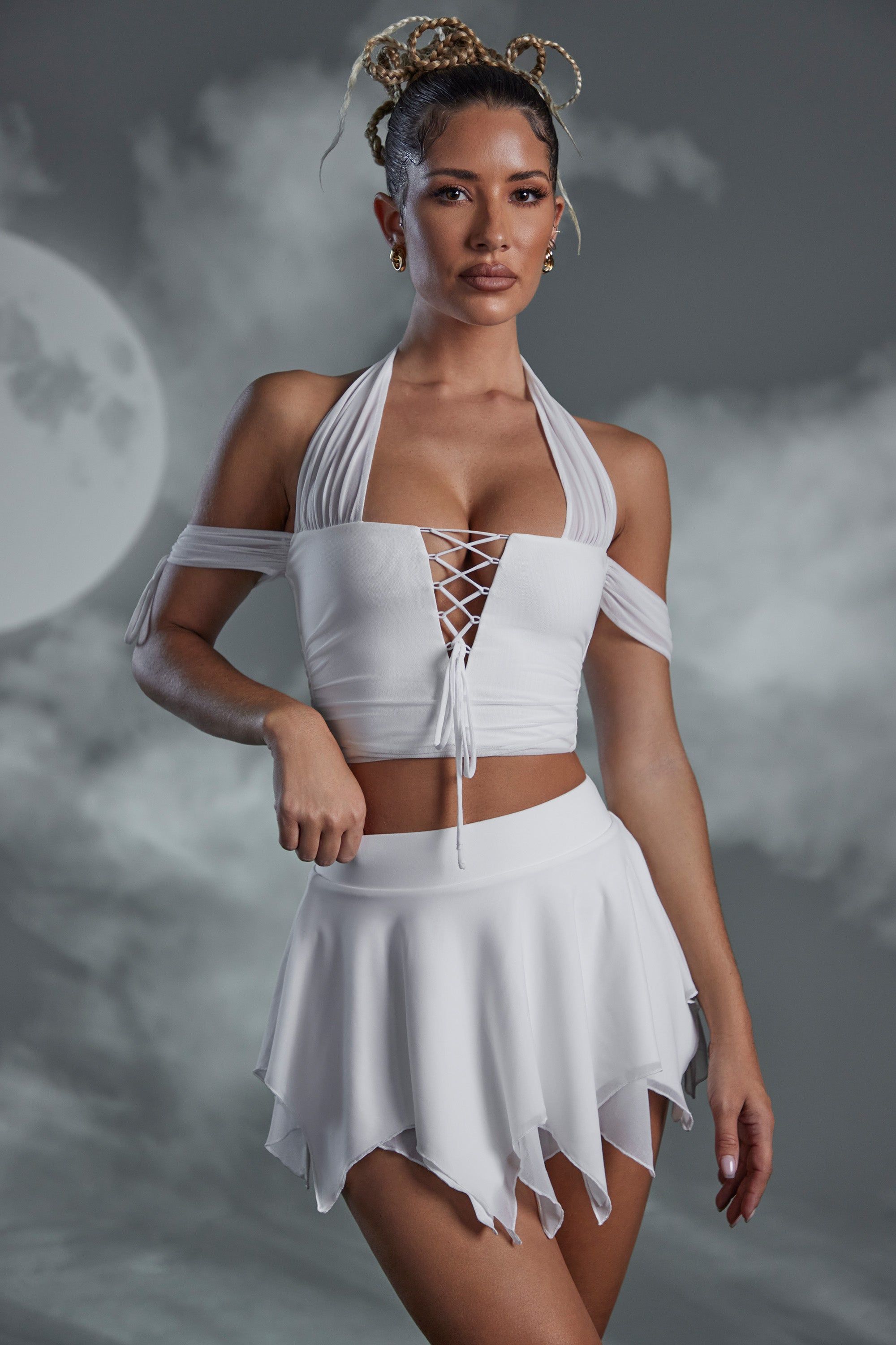 Lace Up Halter Neck Crop Top in White sold by Oh Polly product image thumbnail 6