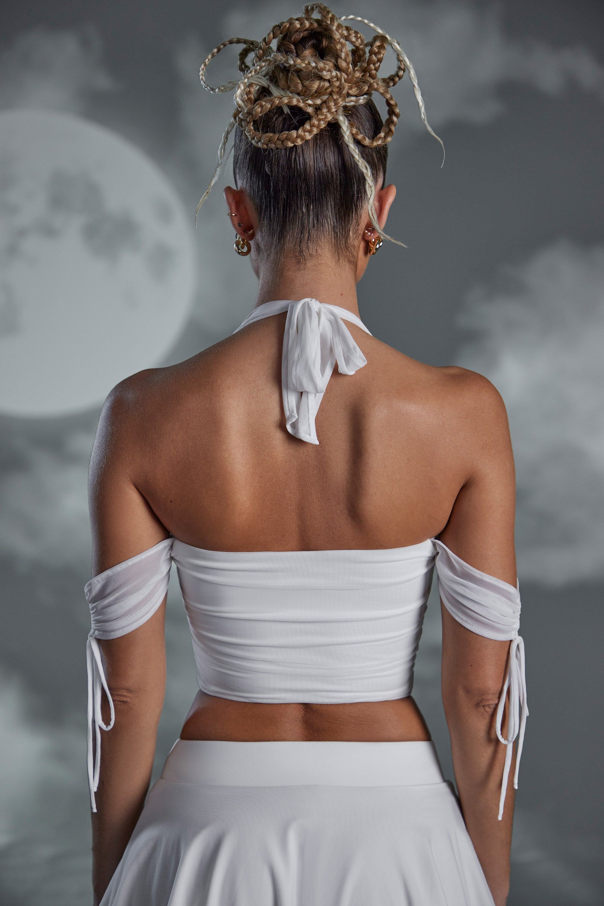 Lace Up Halter Neck Crop Top in White sold by Oh Polly product image thumbnail 2