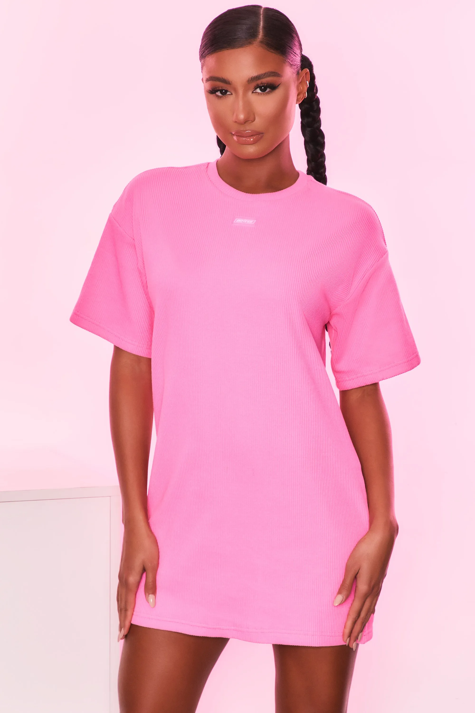 Take It Easy Ribbed Oversized T-Shirt in Candy Pink sold by Oh Polly product image thumbnail 5