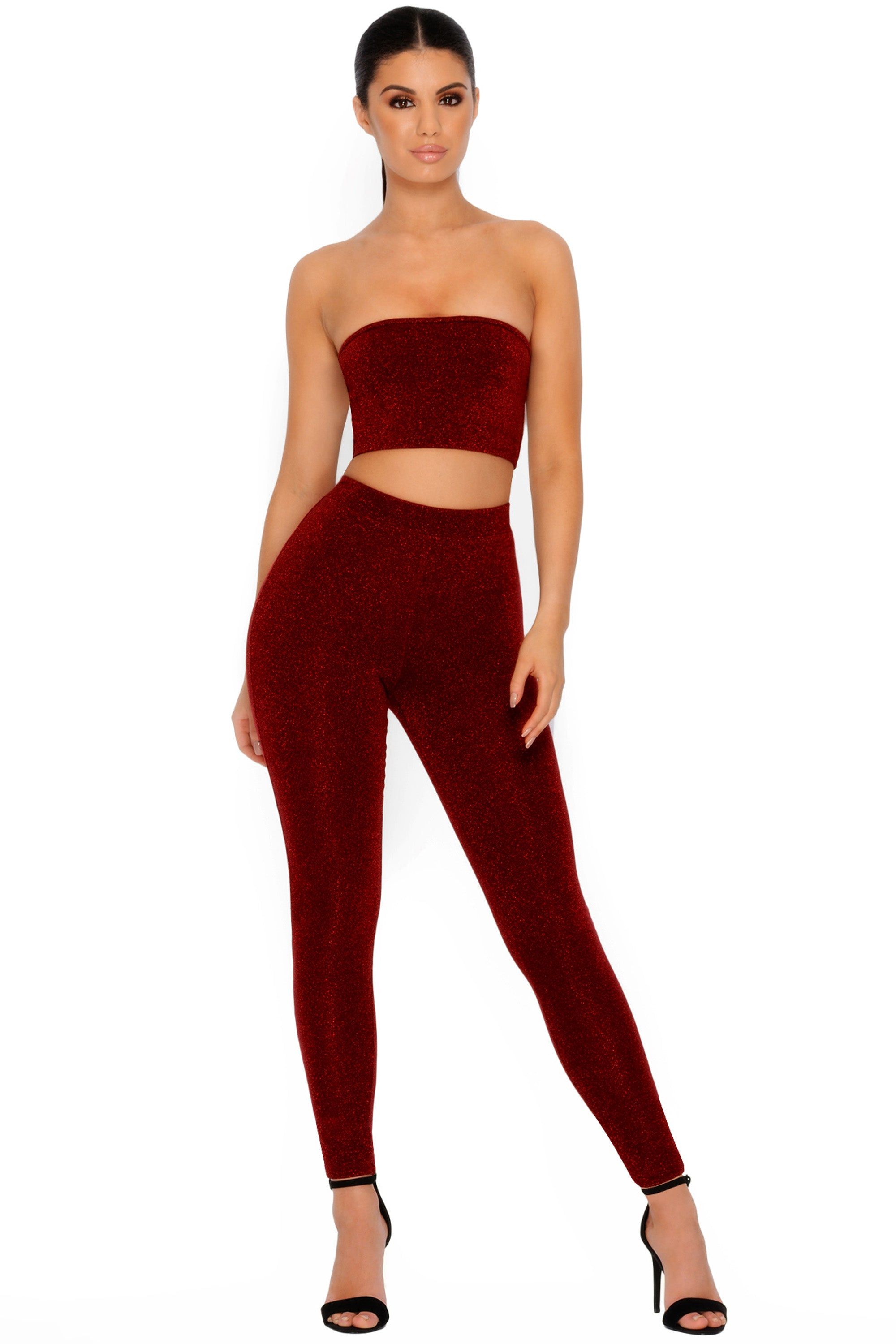 Puttin' On The Glitz Double Layered Metallic Bandeau Top in Wine sold by Oh Polly product image thumbnail 2