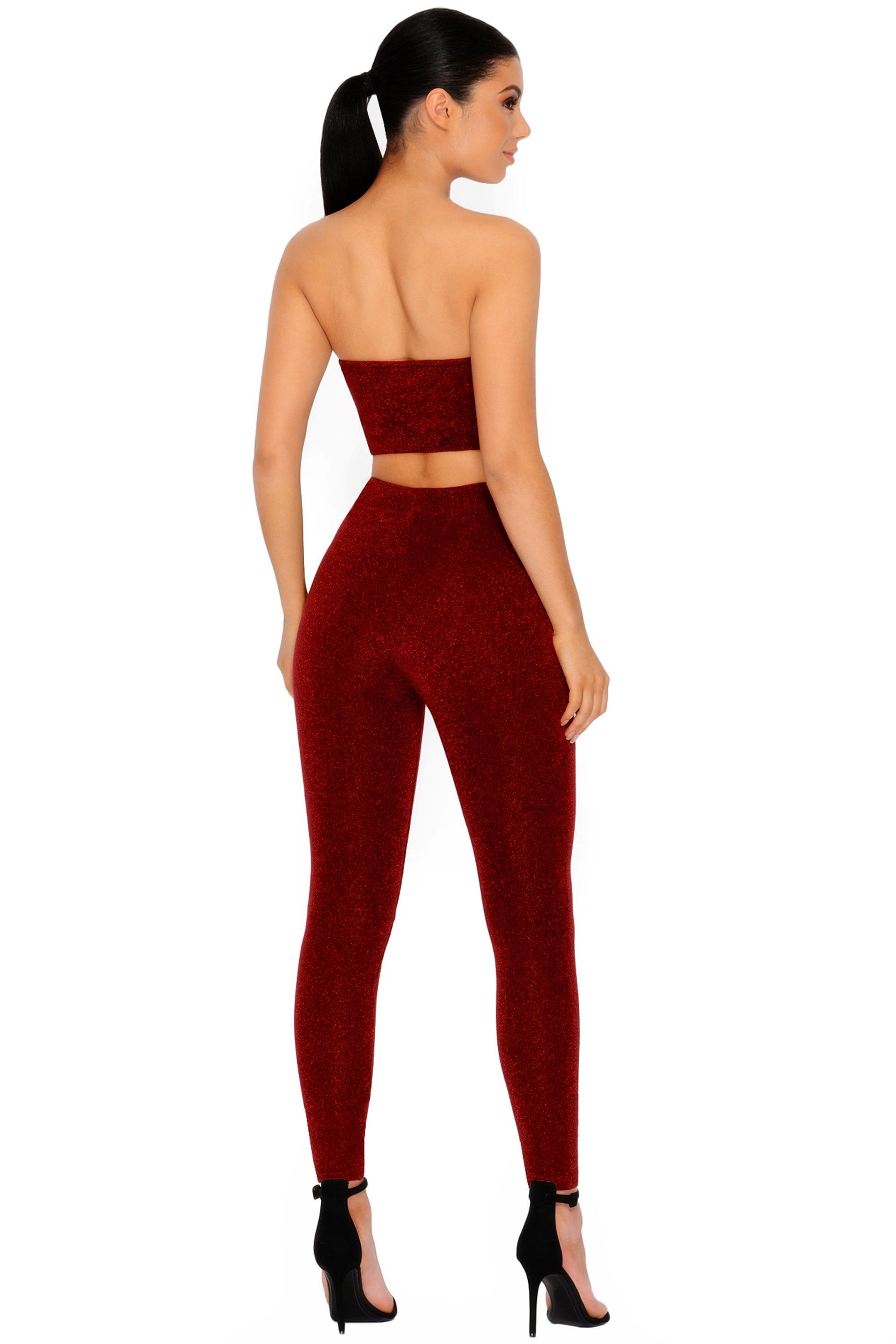 Puttin' On The Glitz Double Layered Metallic Bandeau Top in Wine sold by Oh Polly product image thumbnail 3