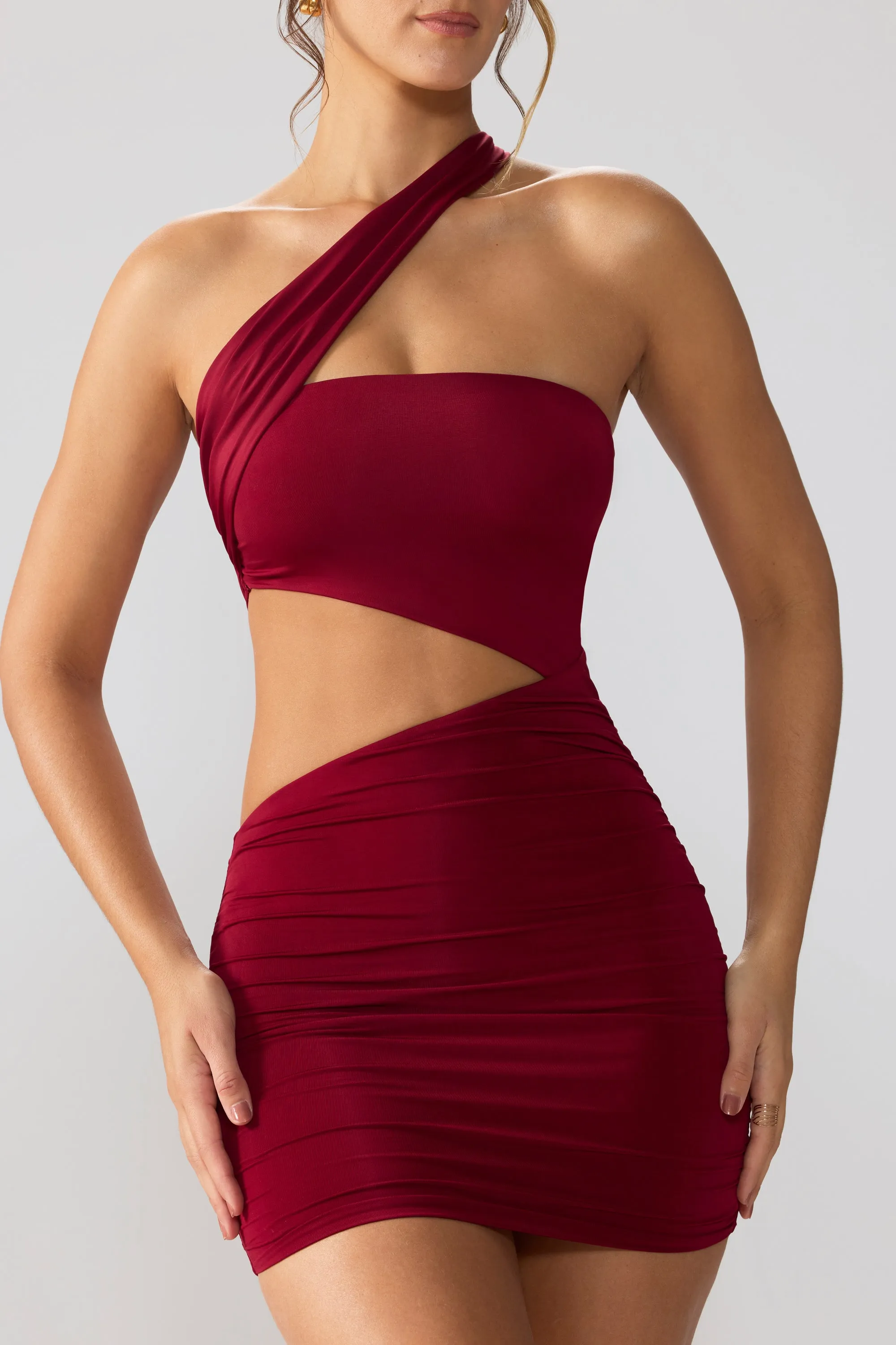 Slinky Jersey Ruched Cut Out Mini Dress in Ruby sold by Oh Polly product image thumbnail 5