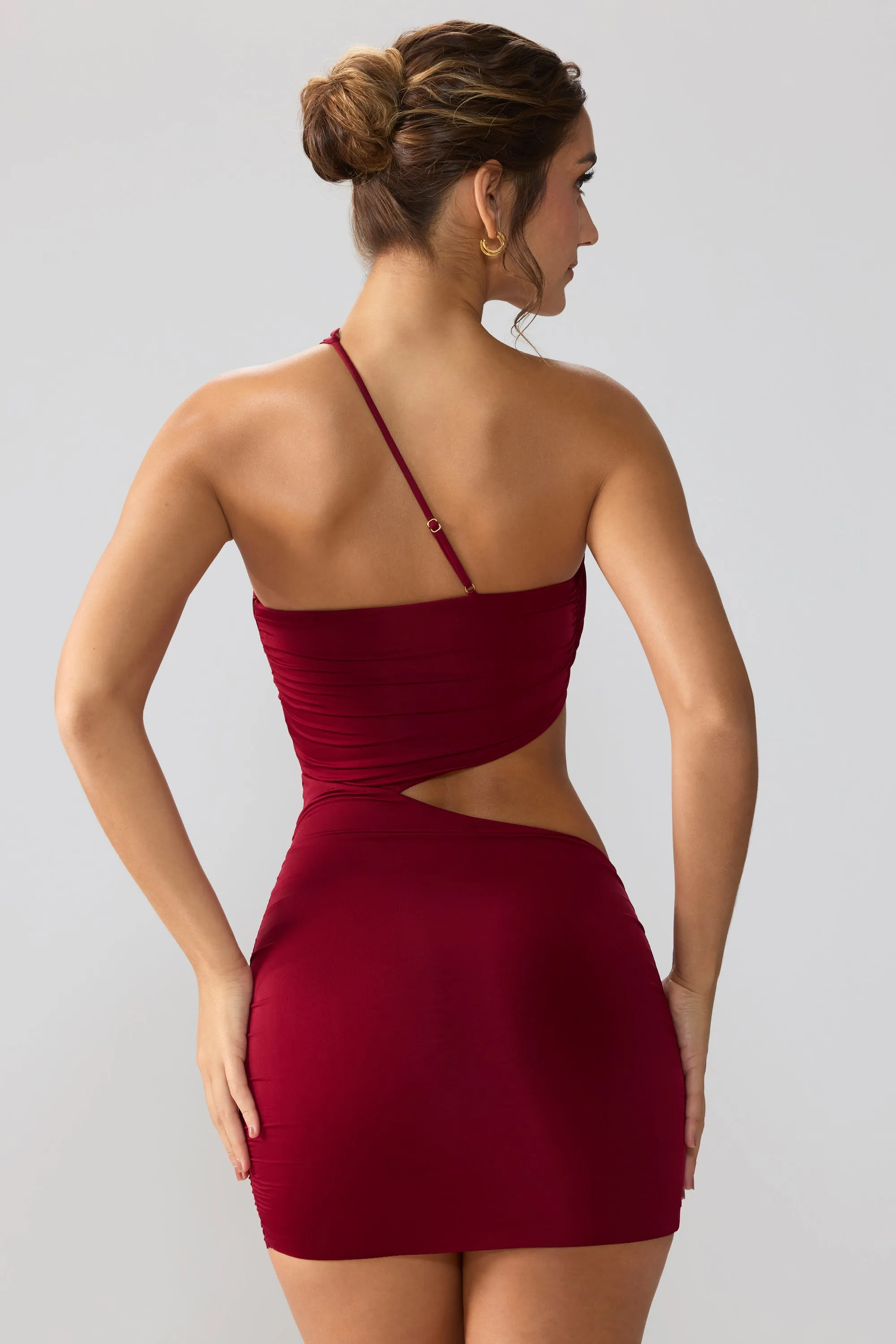 Slinky Jersey Ruched Cut Out Mini Dress in Ruby sold by Oh Polly product image thumbnail 2