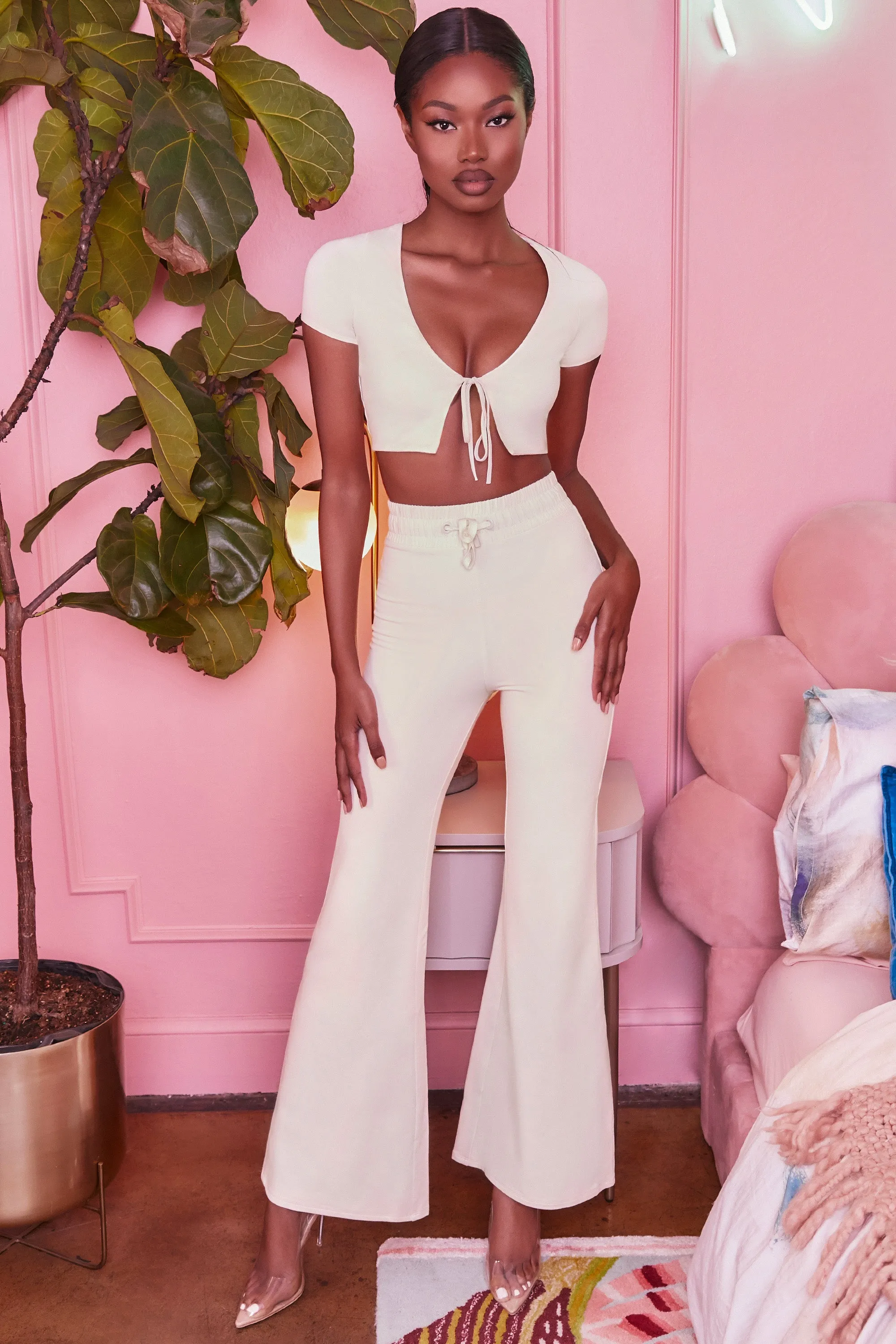 Laid Back Wide Leg Trousers in Cream sold by Oh Polly product image thumbnail 4