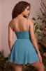 Plunge Neck Lace Corset Mini Dress in Teal sold by Oh Polly