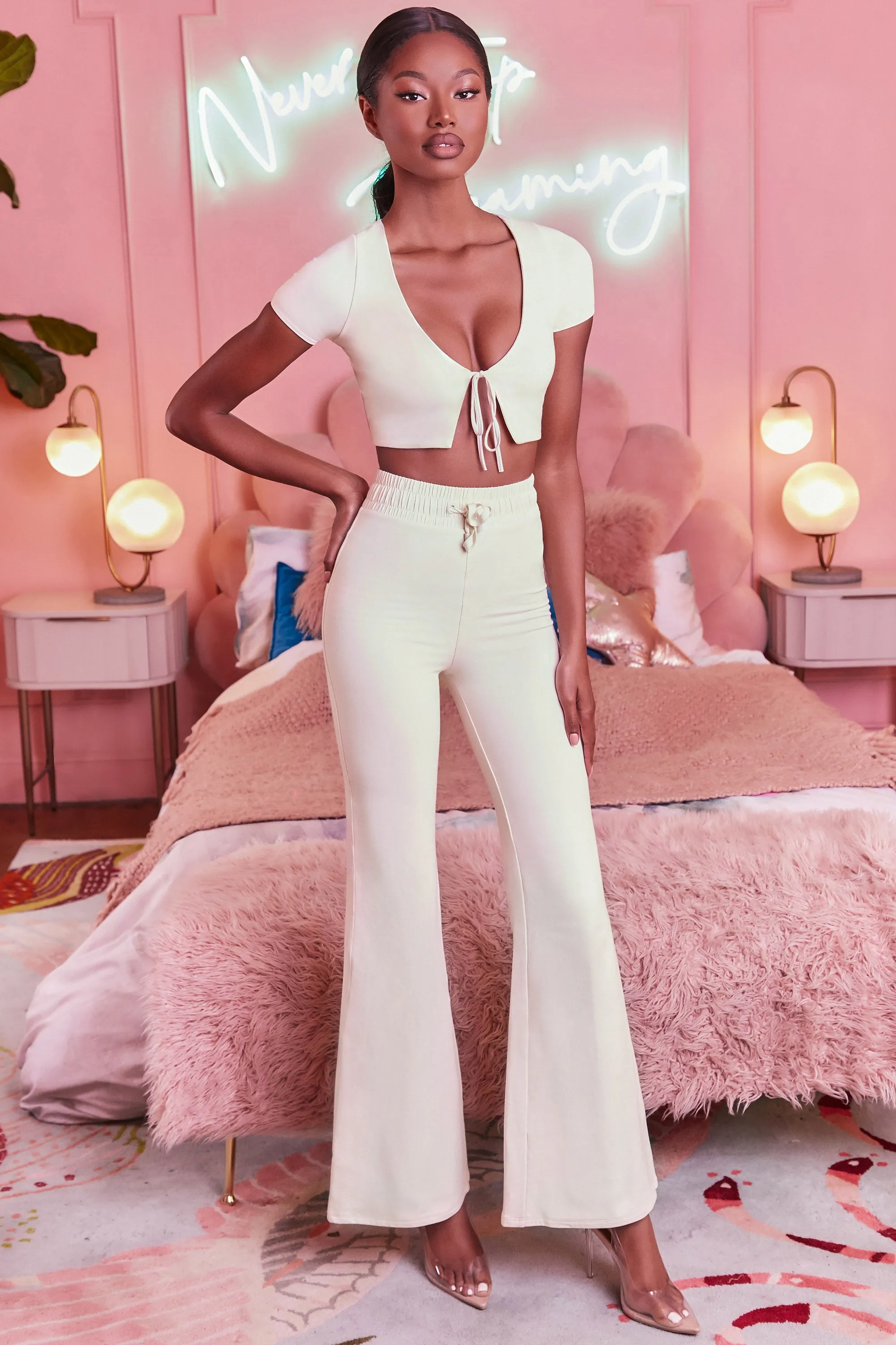 Laid Back Wide Leg Trousers in Cream sold by Oh Polly product image thumbnail 5
