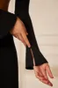 Long Sleeve Front Twist Crop Top in Black sold by Oh Polly