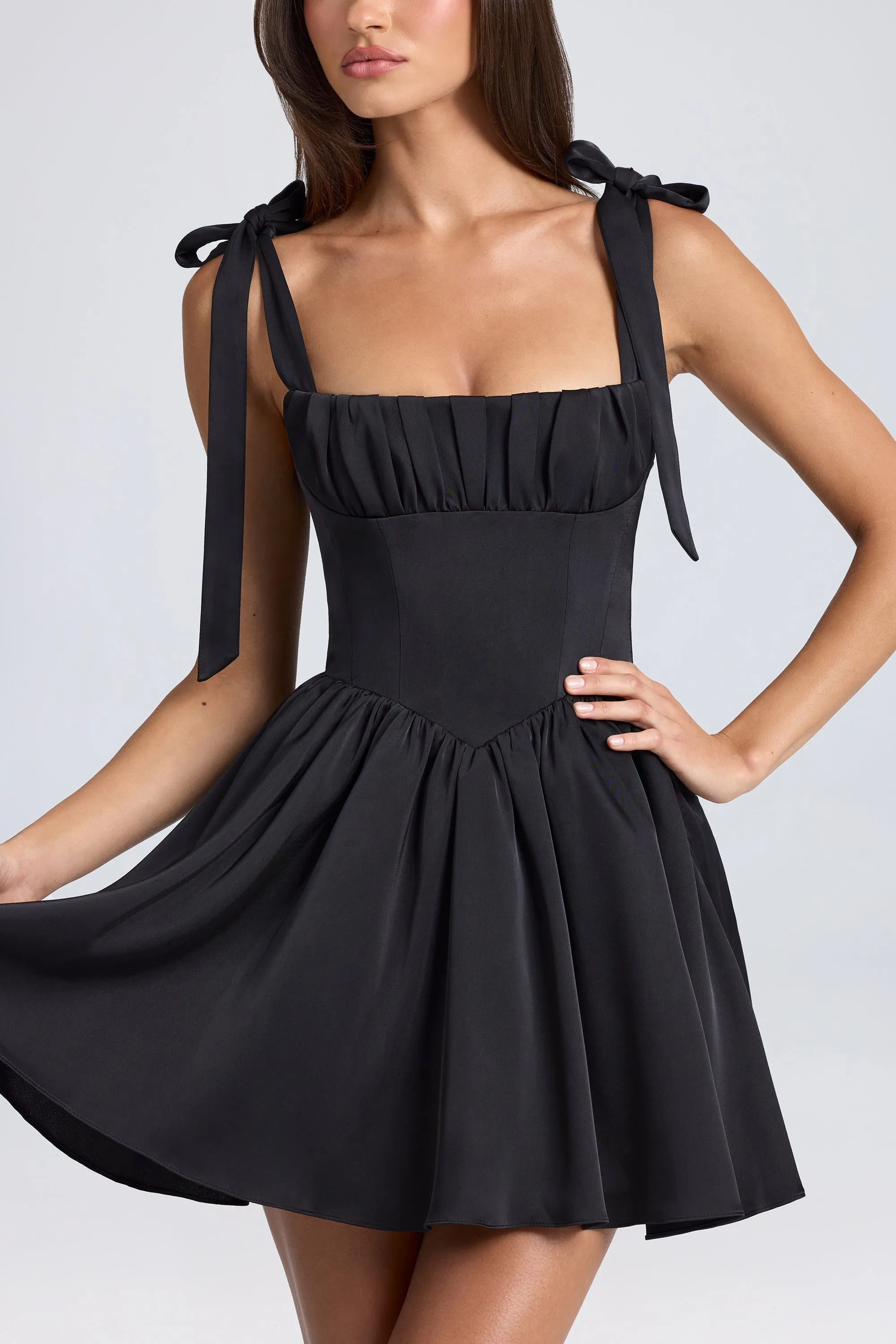 Draped Corset Mini Dress in Black sold by Oh Polly product image thumbnail 4