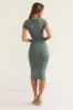 Cap Sleeve Cut Out Midi Dress in Green sold by Oh Polly