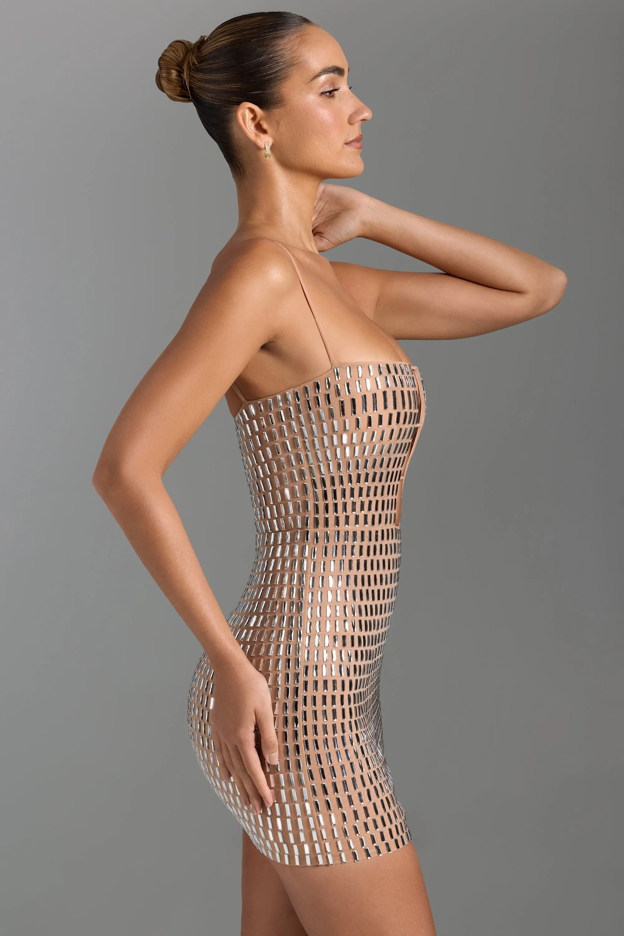 Embellished Cut-Out Mini Dress in Honey sold by Oh Polly product image thumbnail 4