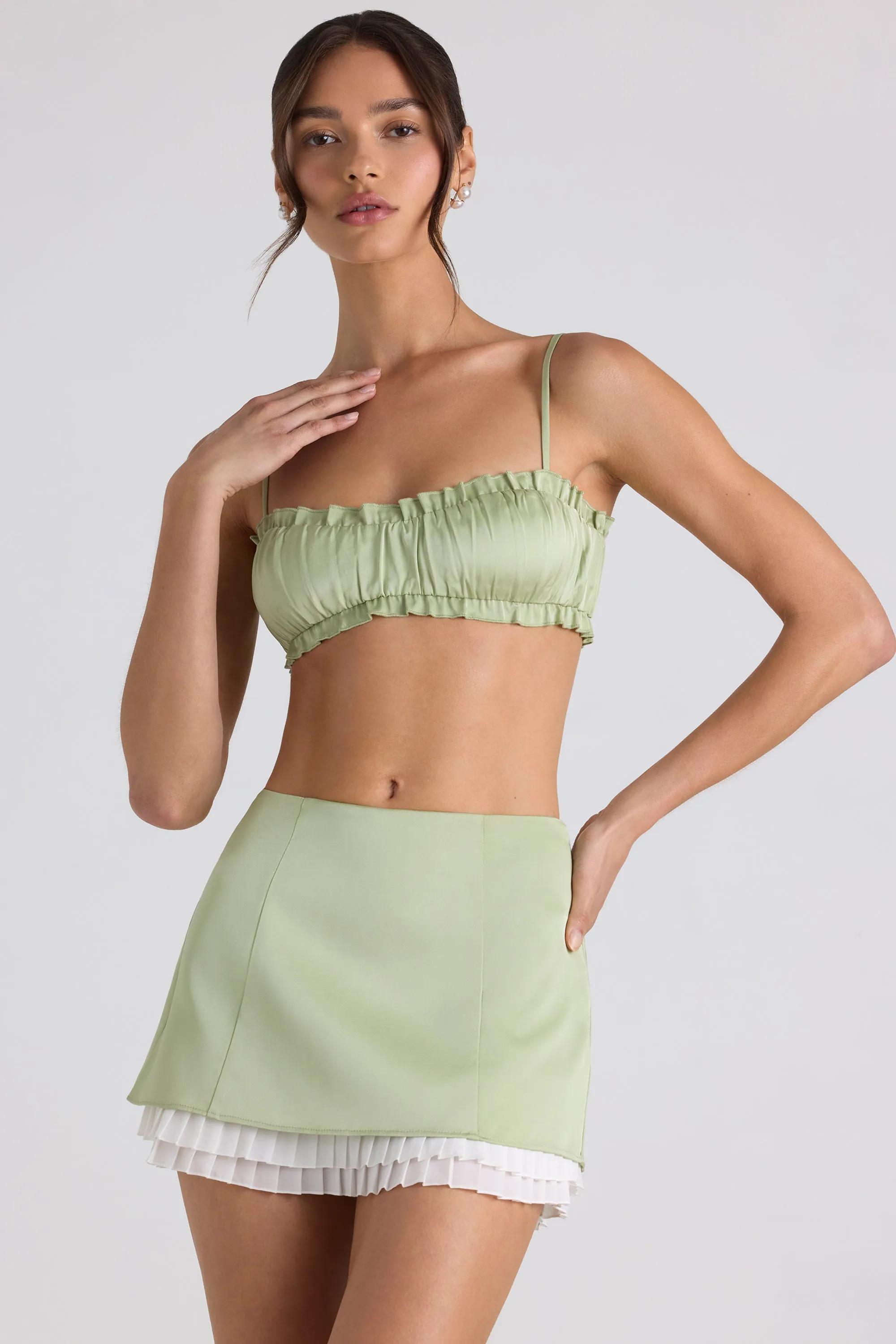 Layered Mid-Rise Mini Skirt in Spring Green sold by Oh Polly product image thumbnail 5