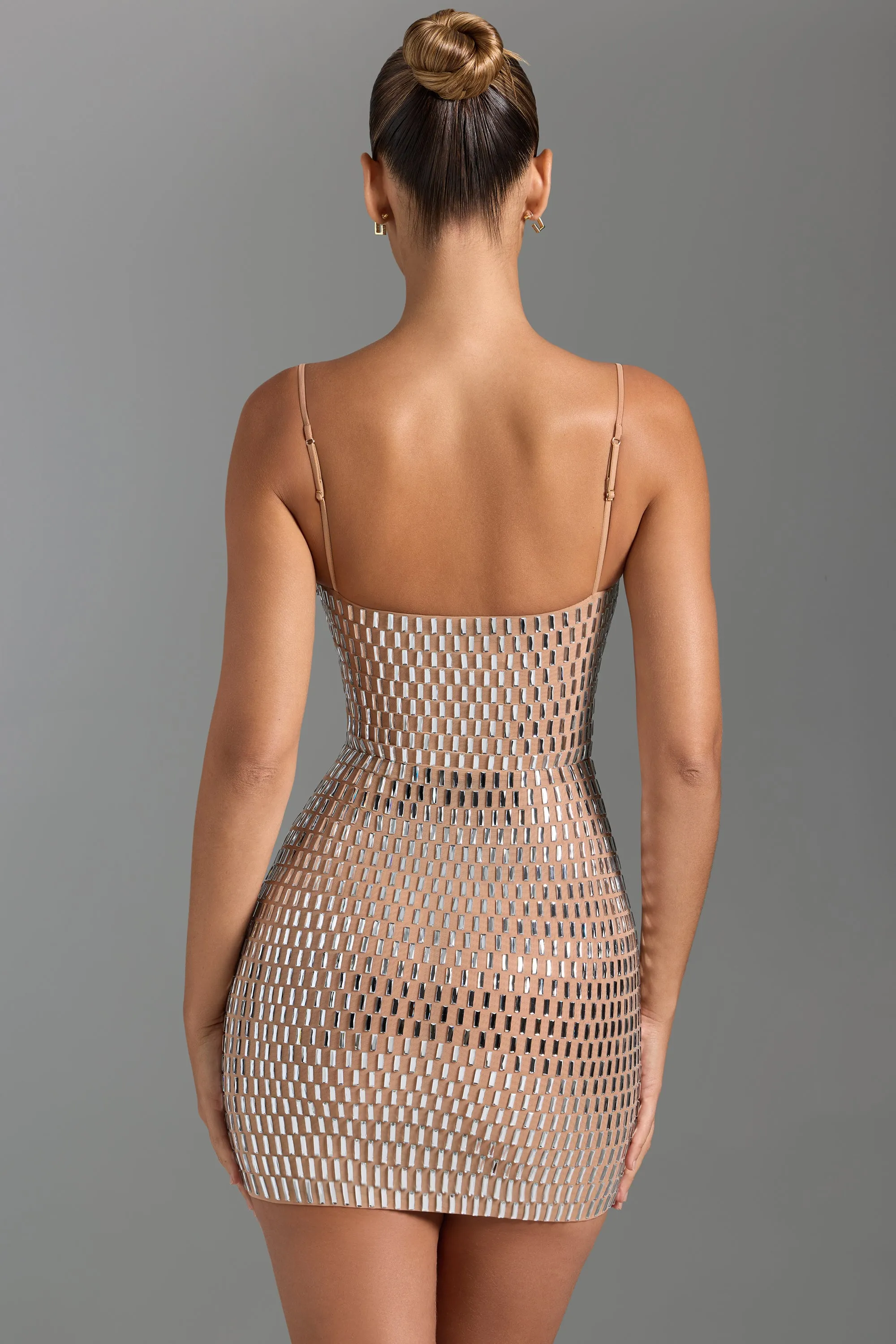 Embellished Cut-Out Mini Dress in Honey sold by Oh Polly product image thumbnail 3