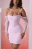 Frill Detail Cowl Neck Mini Dress in Pink sold by Oh Polly
