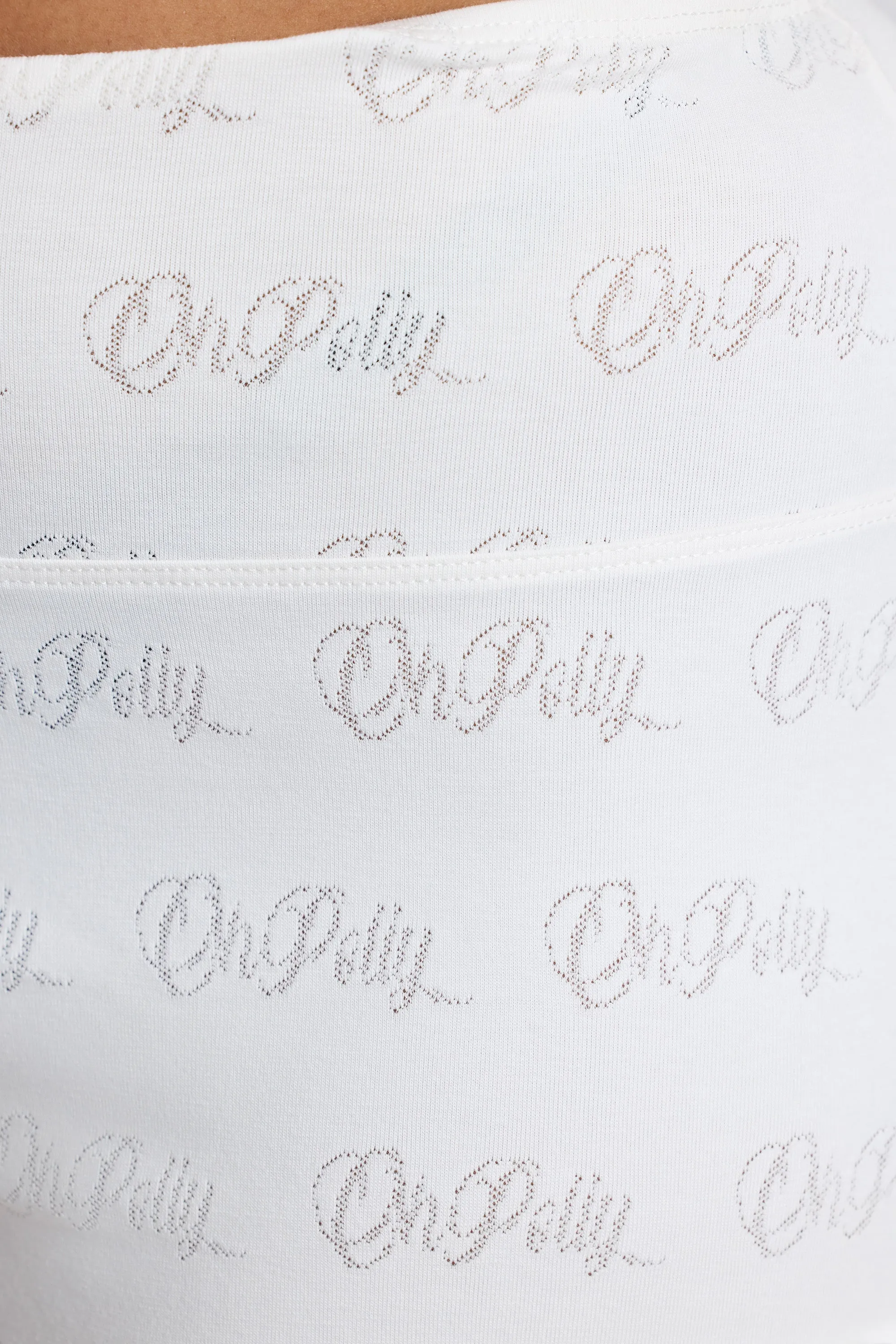 Long Sleeve Scoop Neck Pointelle Crop Top in White sold by Oh Polly product image thumbnail 4