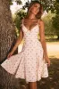 Bow-Detail Lace-Trim A-Line Midi Dress in Small Rose Print sold by Oh Polly