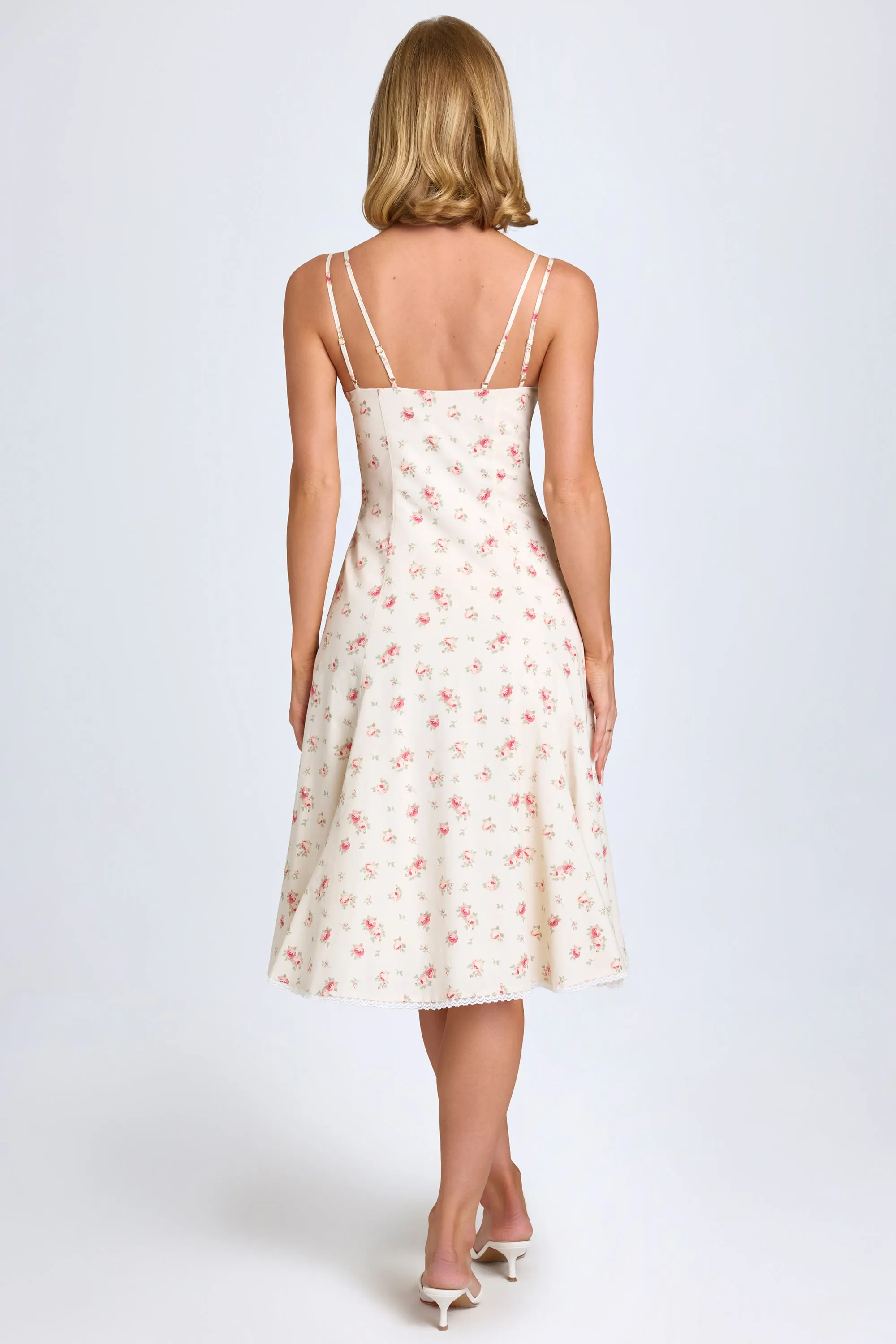 Bow-Detail A-Line Midi Dress in Small Rose Print sold by Oh Polly product image thumbnail 3