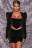 Velvet Frill Mini Skirt in Black sold by Oh Polly