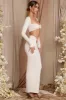 Asymmetric Draped Maxi Skirt in Cream sold by Oh Polly