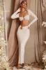 Asymmetric Draped Maxi Skirt in Cream sold by Oh Polly