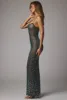 Sheer Embellished Scoop Neck Evening Gown in Emerald sold by Oh Polly