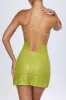 Embellished Open-Back A-Line Mini Dress in Pear Green sold by Oh Polly