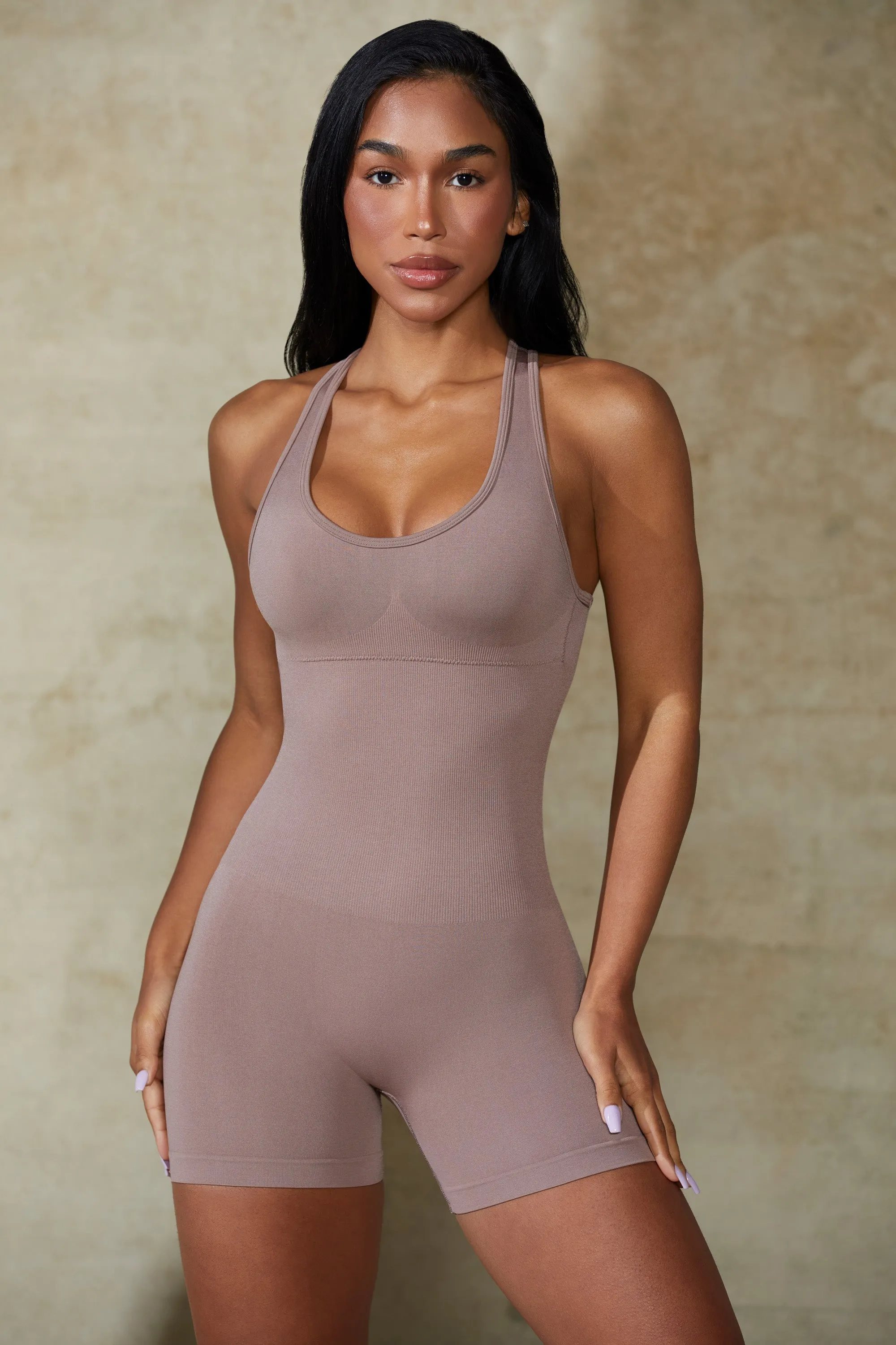 Racer Back Define Luxe Unitard in Tan sold by Oh Polly product image thumbnail 5