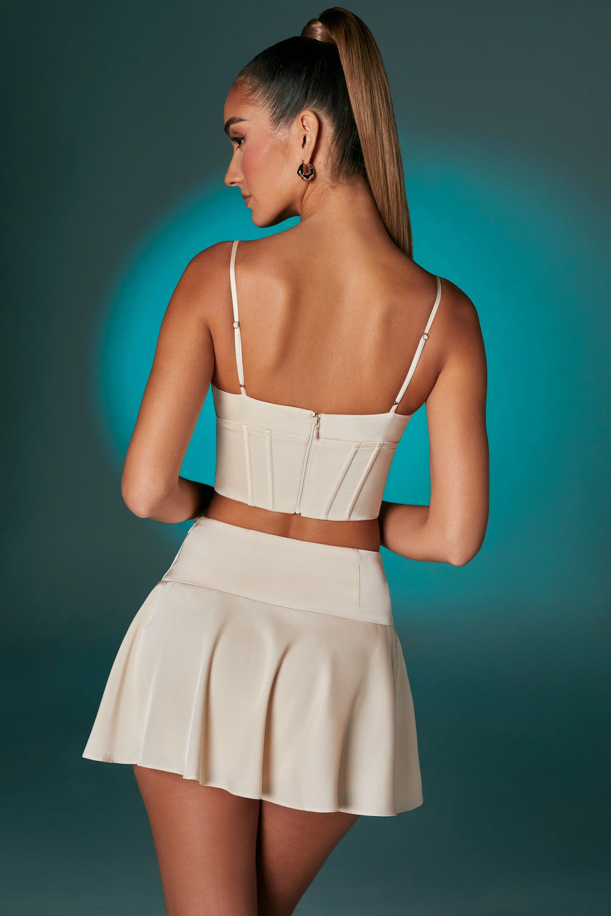 Lace Up Front Corset Crop Top in Ivory sold by Oh Polly product image thumbnail 2