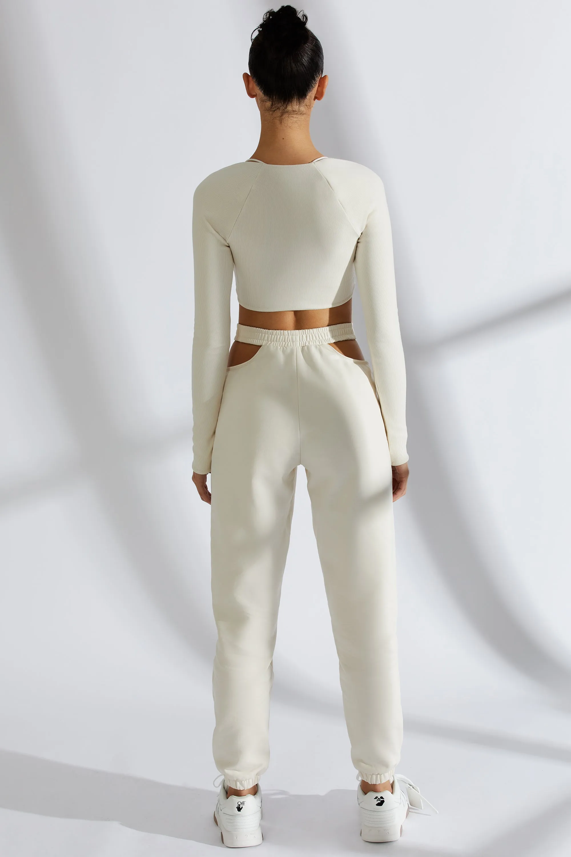 Cut Out Joggers in Ivory sold by Oh Polly product image thumbnail 2