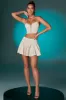 Lace Up Front Corset Crop Top in Ivory sold by Oh Polly