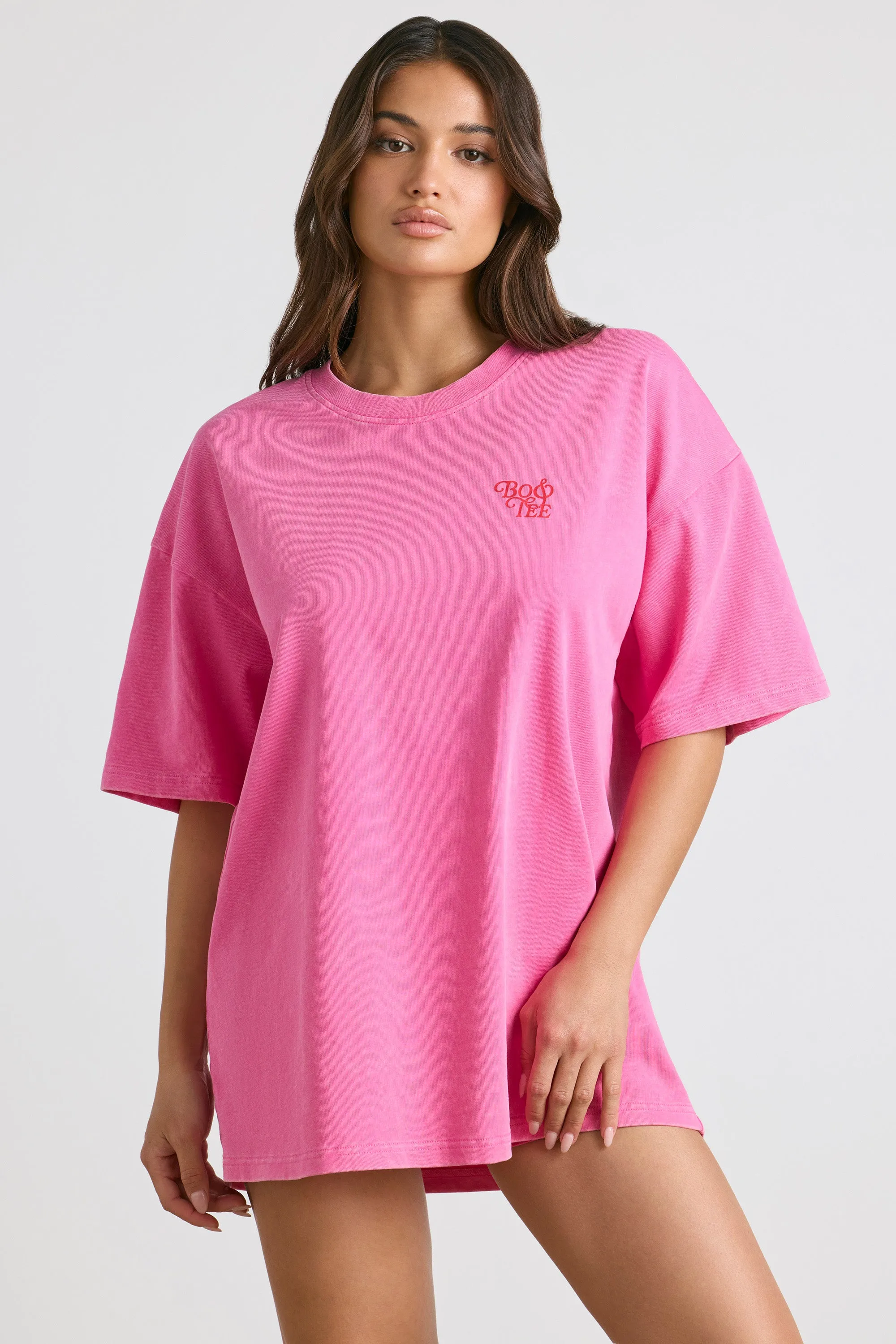 Oversized Short-Sleeve T-shirt in Hot Pink sold by Oh Polly product image thumbnail 2