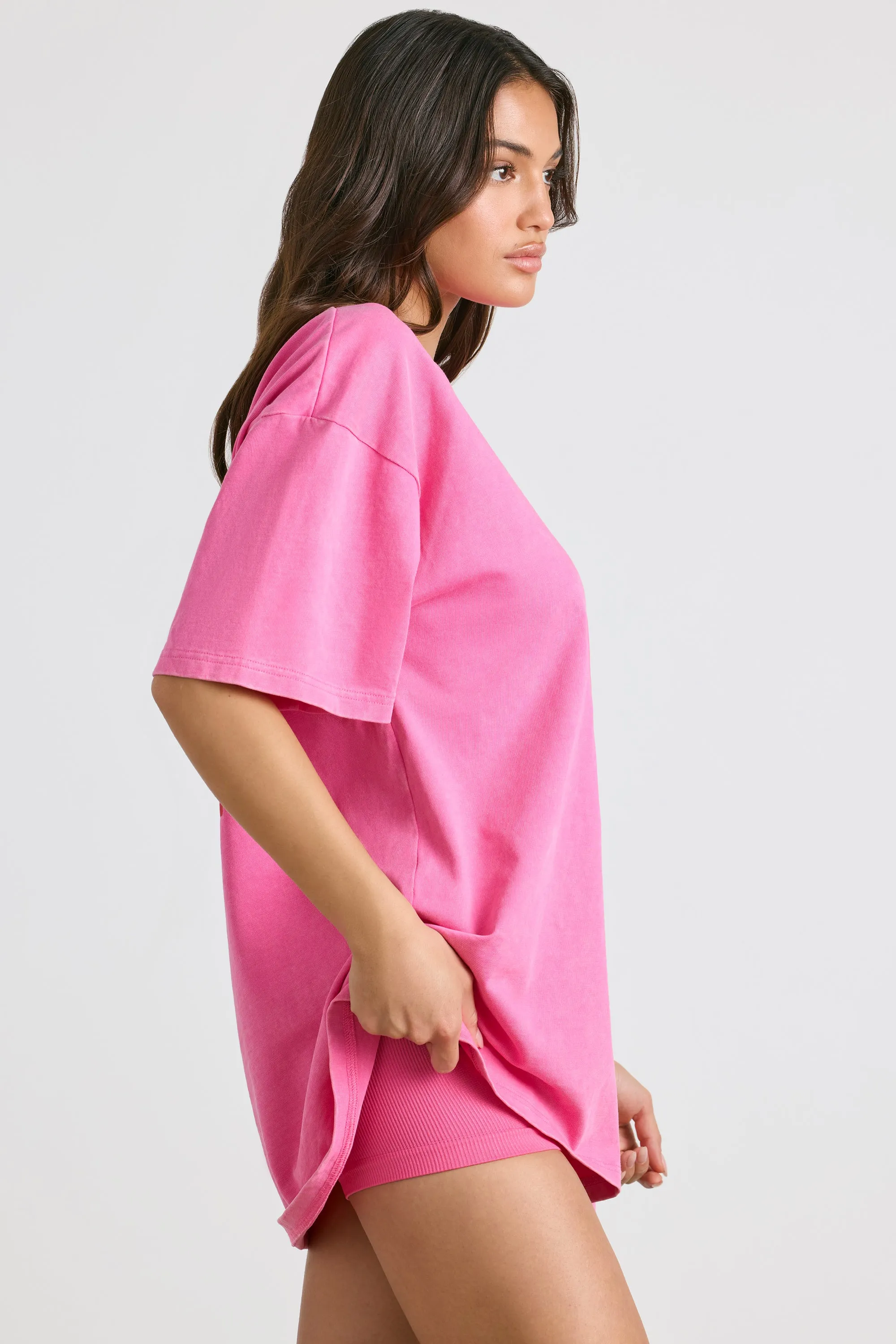 Oversized Short-Sleeve T-shirt in Hot Pink sold by Oh Polly product image thumbnail 3