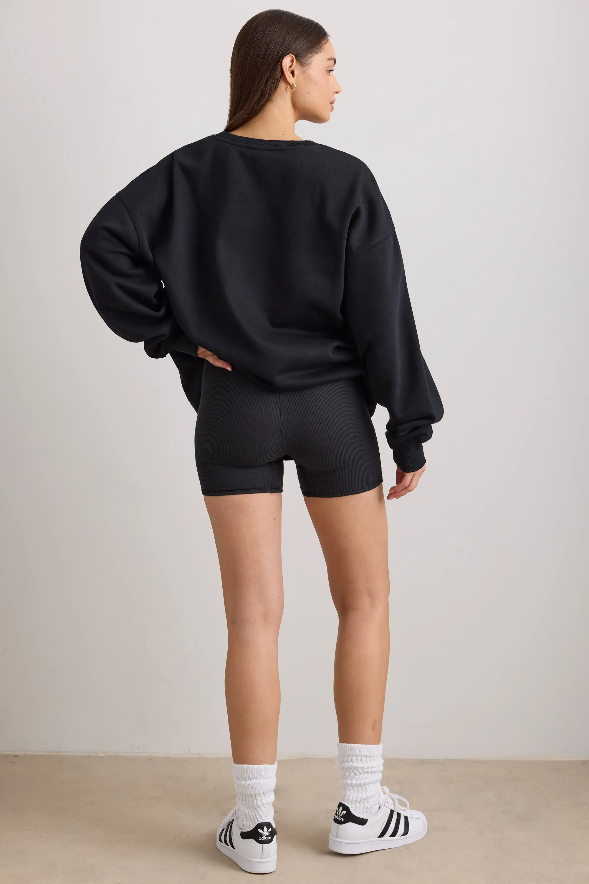 Oversized Crew Neck Sweatshirt in Black sold by Oh Polly product image thumbnail 2