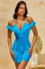 Ruffle Mini Dress in Blue sold by Oh Polly