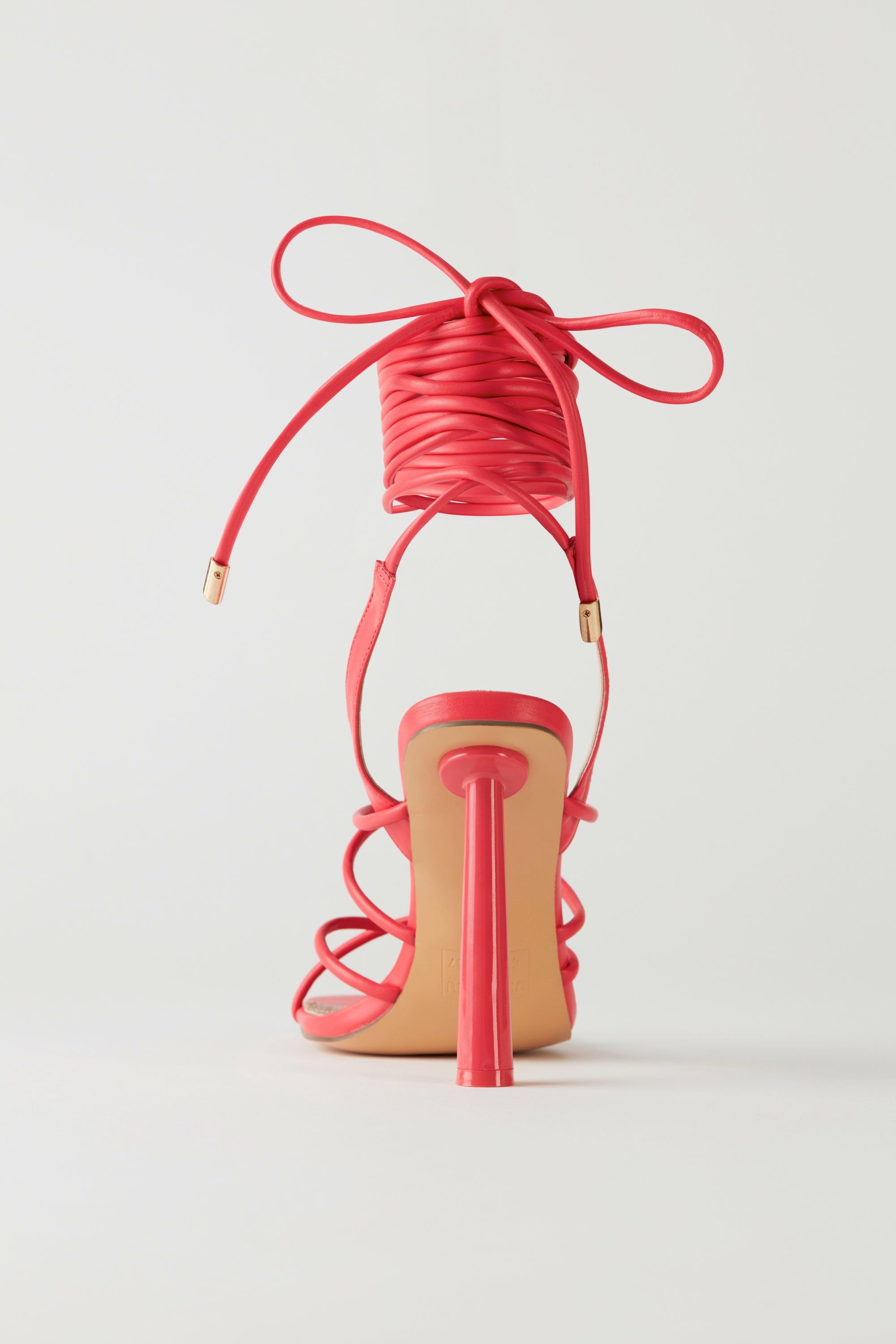 Faux Leather Lace Up Heels in Pink sold by Oh Polly product image thumbnail 4