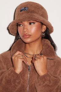 Hot Head Teddy Bucket Hat in Brown sold by Oh Polly