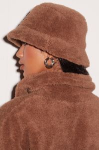 Hot Head Teddy Bucket Hat in Brown sold by Oh Polly