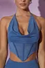 Cowl Neck Halter Neck Top in Navy sold by Oh Polly