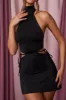High Neck Mini Dress in Black sold by Oh Polly