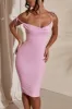 Cowl Neck Backless Midi Dress in Pink sold by Oh Polly